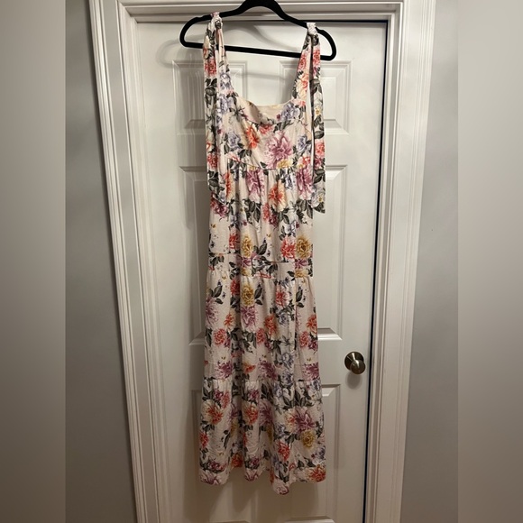 EUC House of Harlow 1960 Floral Linen Tie Strap Maxi - Size Small - Picture 2 of 4